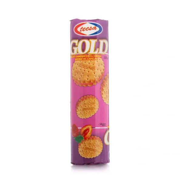 Gold with strawberry-flavoured cream